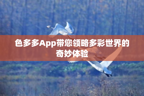 色多多App带您领略多彩世界的奇妙体验