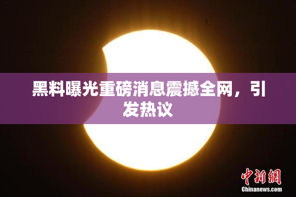 黑料曝光重磅消息震撼全网，引发热议