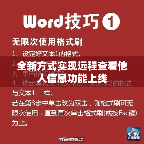全新方式实现远程查看他人信息功能上线