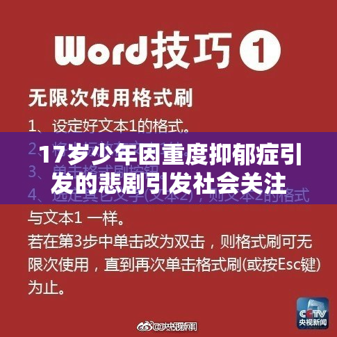 17岁少年因重度抑郁症引发的悲剧引发社会关注