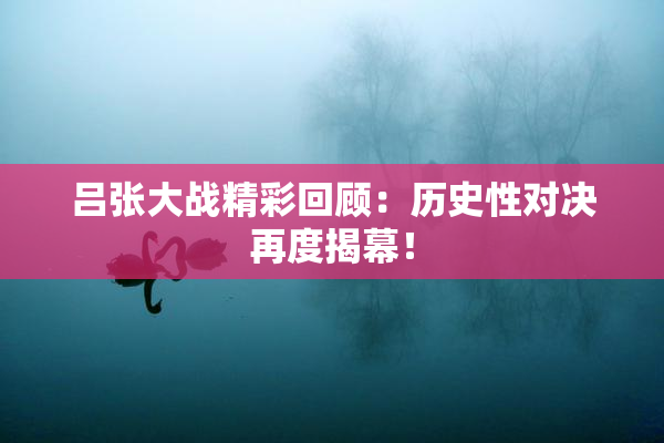 吕张大战精彩回顾：历史性对决再度揭幕！