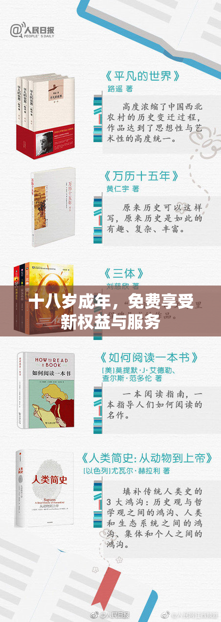十八岁成年，免费享受新权益与服务
