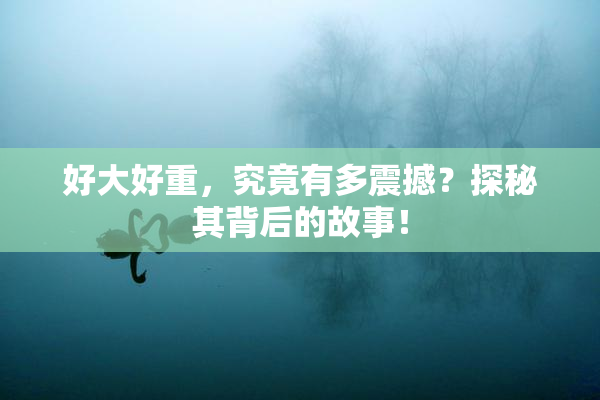 好大好重，究竟有多震撼？探秘其背后的故事！
