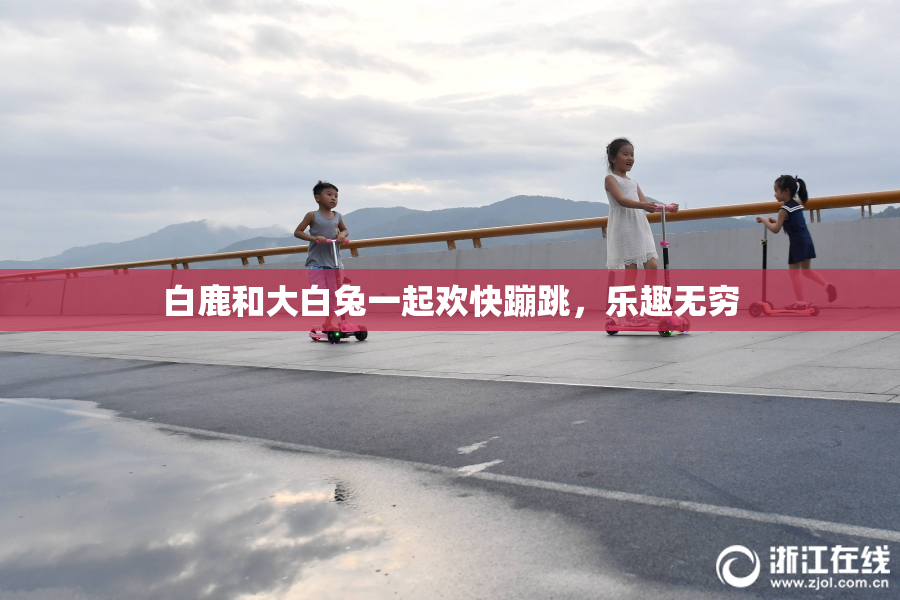 白鹿和大白兔一起欢快蹦跳，乐趣无穷