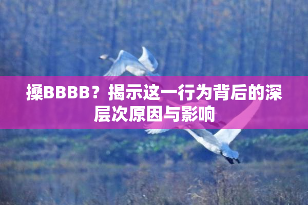 搡BBBB？揭示这一行为背后的深层次原因与影响
