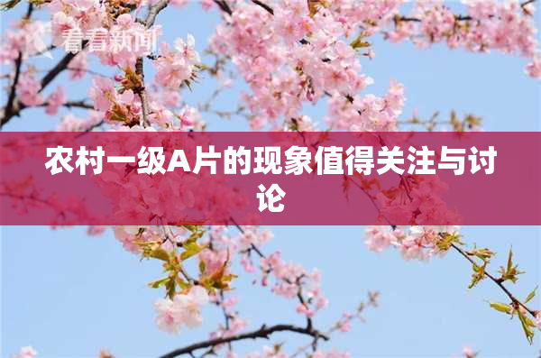 农村一级A片的现象值得关注与讨论